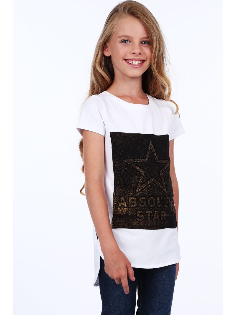 Tricou fete cu spatele mai lung, alb NDZ8209 - Magazin online - Boutique